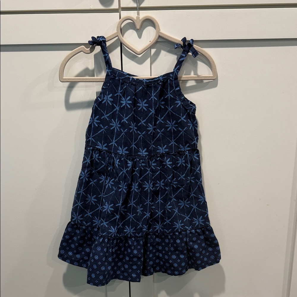 Carters Blue Toddler Dress with Flower Pattern